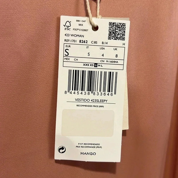 Mango MNG Blush Pink slip dress size small NWT - Picture 9 of 16